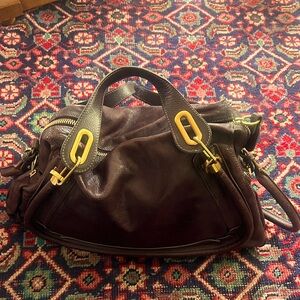 Chloe Top Handle and Crossbody Strap Leather Bag Maroon Deep Red